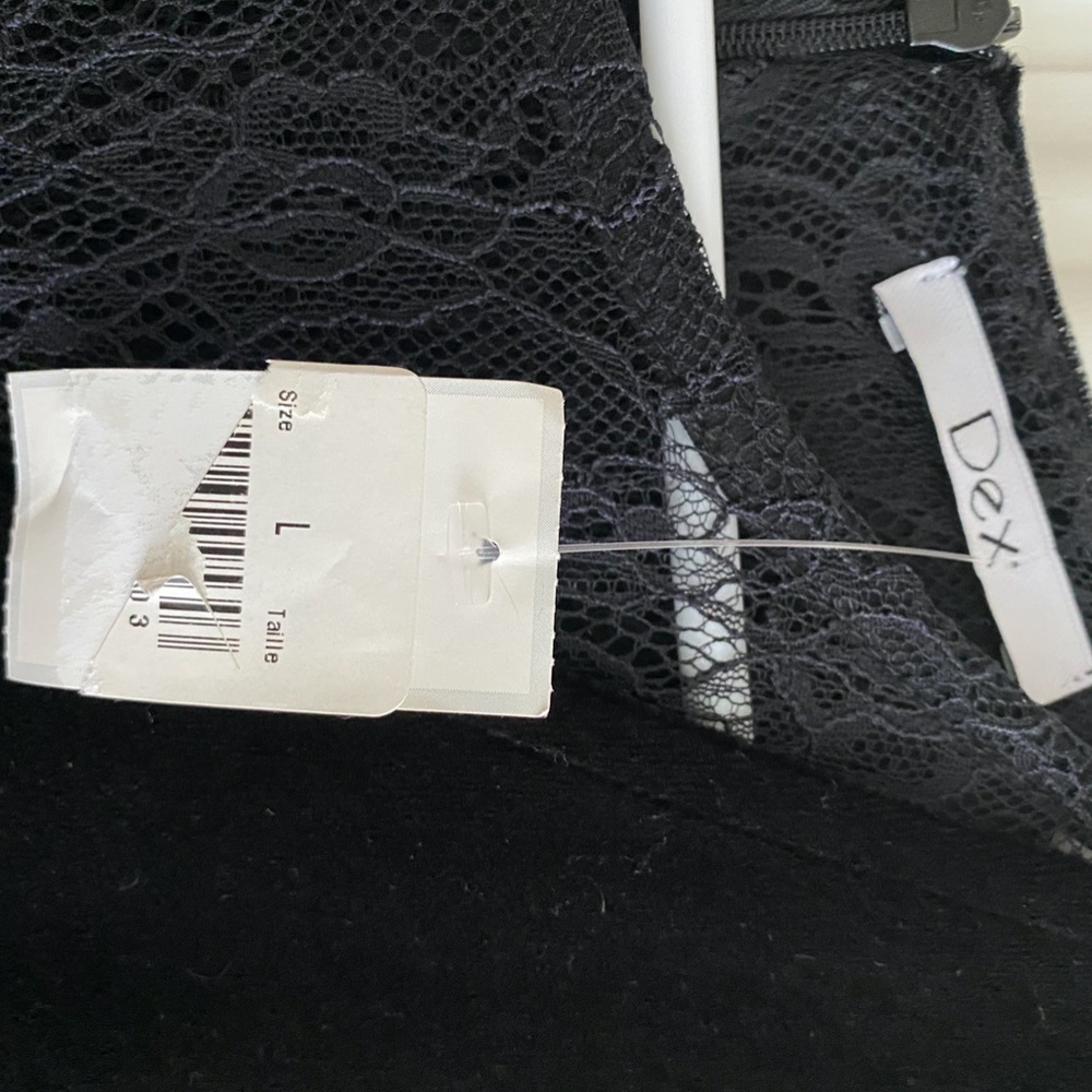 Black Velvet Dress with Lace Neckline - Picture 3 of 6